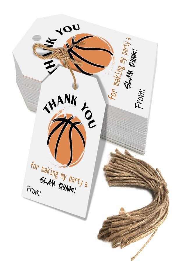 Aukolass 50pcs Basketball Thank You Favor Tags, Basketball Team Gift Tags for Sports Theme Birthday and Party Favors Decoration (Thank You) - Image 1
